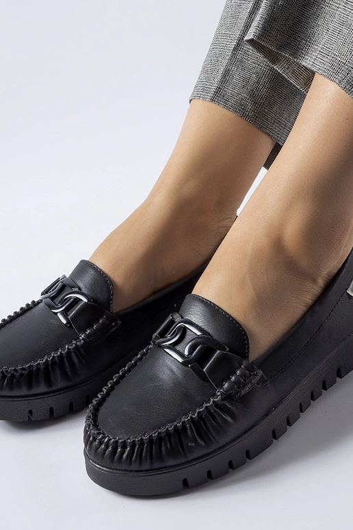 Schwarze Schnallen-Loafer mit... Schwarze Schnallen-Loafer mit...