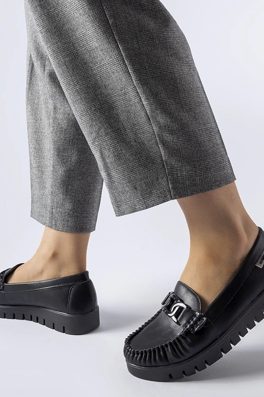 Schwarze Schnallen-Loafer mit... Schwarze Schnallen-Loafer mit...