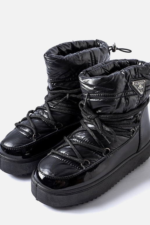 Schwarze lackierte Schneestiefel mit...