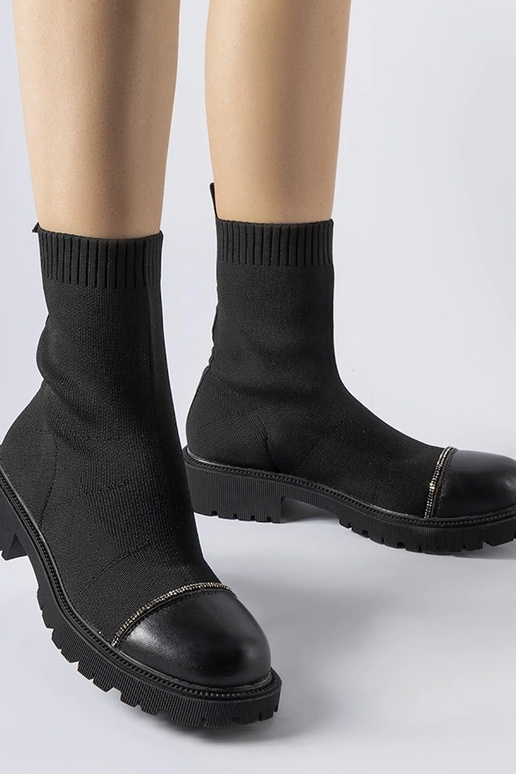 Schwarze Vail Sockenstiefel mit Strass