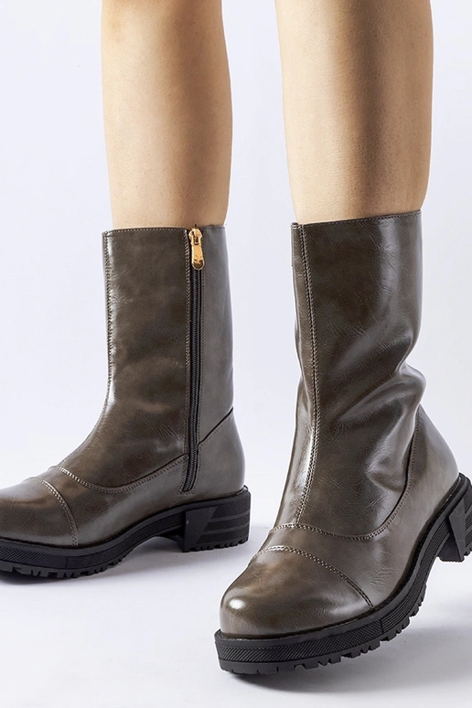 Dunkelgraue gefütterte Stiefeletten...