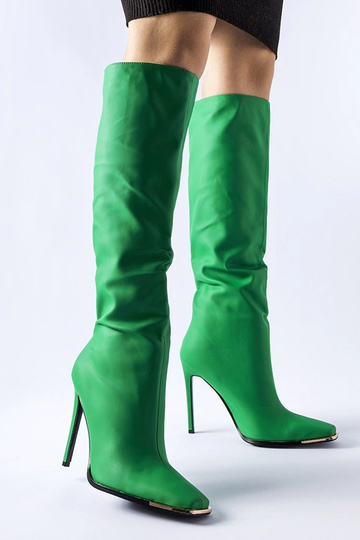 Grüne High Heel Stiefel...