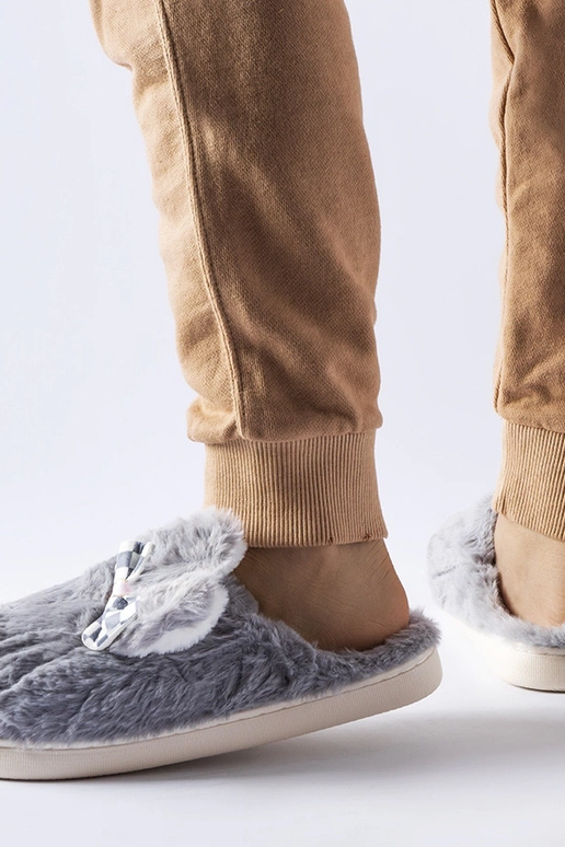 Graue isolierte Damenhausschuhe mit...