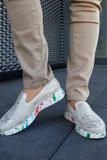 Beige Halbschuhe auf farbigem Keil Santina 2