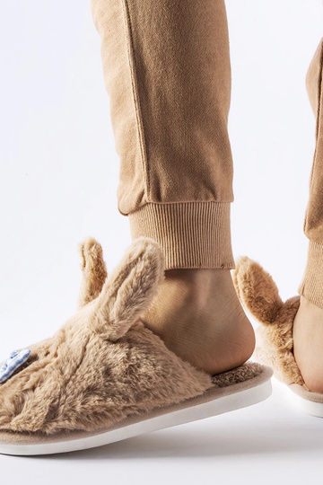 Beige Hausschuhe mit Ohren und Schleife Bruna 2
