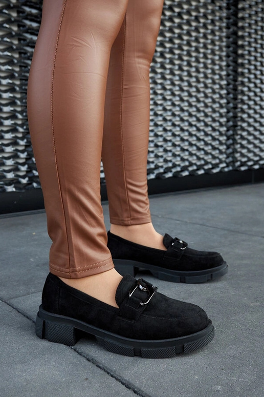 Schwarze massive Mokassins mit...