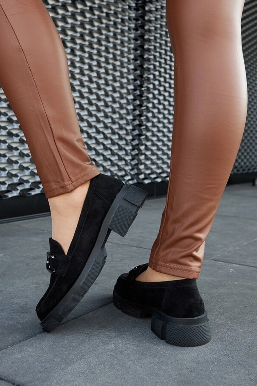 Schwarze massive Mokassins mit...