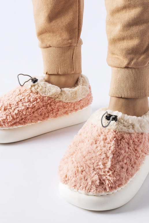 Rosa warme Hausschuhe mit...