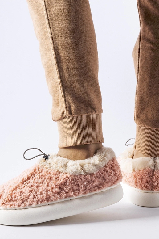Rosa warme Hausschuhe mit...