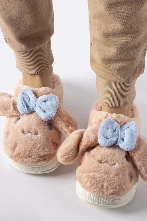 Rosa warme Hausschuhe mit Ohren und...