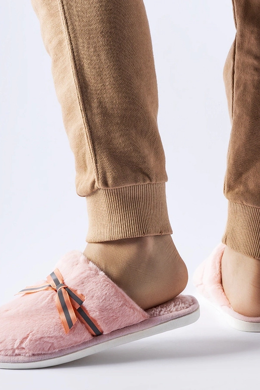 Rosa warme Hausschuhe mit Schleife...