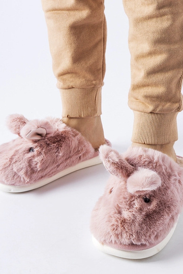 Rosa warme Hausschuhe mit...
