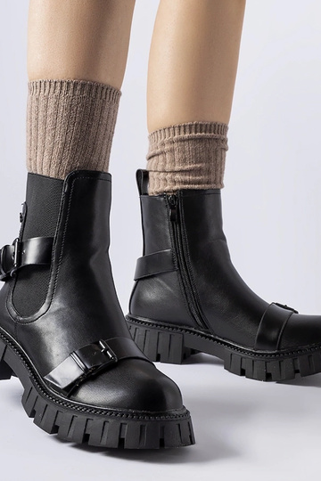 Schwarze Stiefeletten mit massiver Fontarinesohle