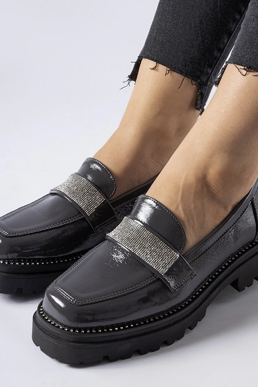 Dunkelgraue lackierte Mokassins Fecteau Dunkelgraue lackierte Mokassins Fecteau