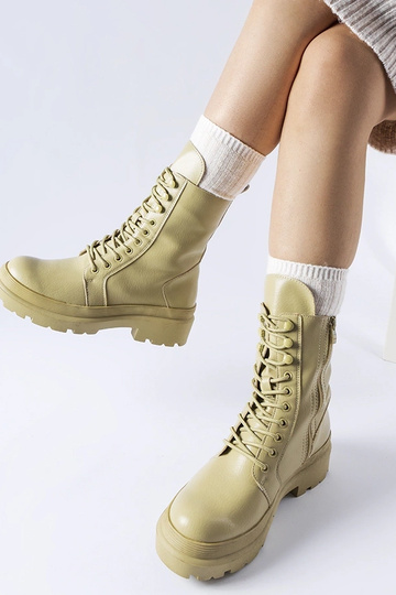 Grüne flache Stiefel mit... 2