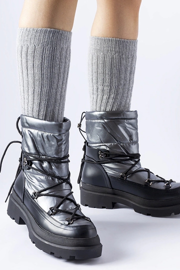 Eagleville – Schneestiefel mit Stulpen in Schwarz und Grau