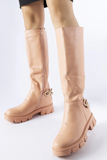 Armand, Rosa, flache Stiefel mit Kettendetail