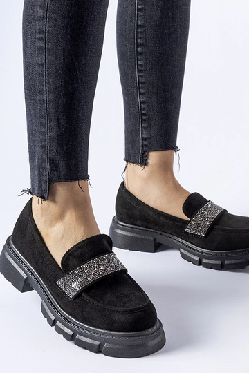 Schwarze Nicholls Kunstwildleder-Schuhe