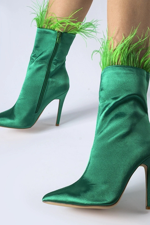 Grüne Stiefeletten mit Federn Selvena