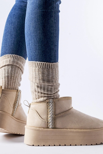 Beige Dennison Schneestiefel mit Plateausohle 2
