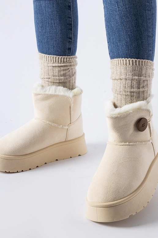 Beige gefütterte Schneestiefel mit...