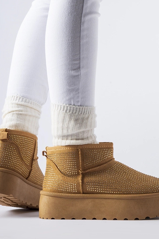 Braune Schneestiefel mit Sonora-Zirkonen