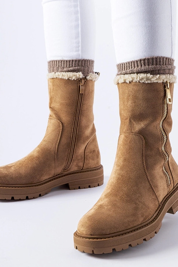 Beige gefütterte Stiefeletten mit Reißverschluss Sunnyslope 2