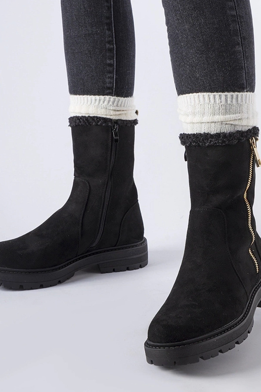 Schwarze gefütterte Stiefeletten mit...