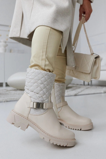 Beige Stiefeletten mit...