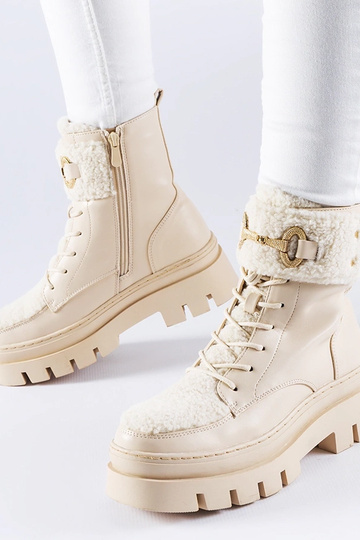 Beige gefütterte Worker mit...