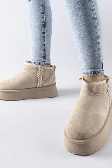 Beige Schneestiefel auf...