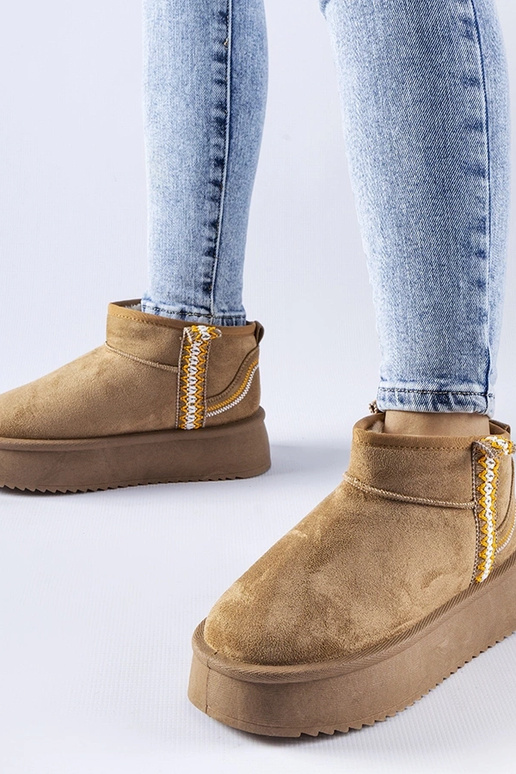 Dunkelbeige Schneestiefel auf...