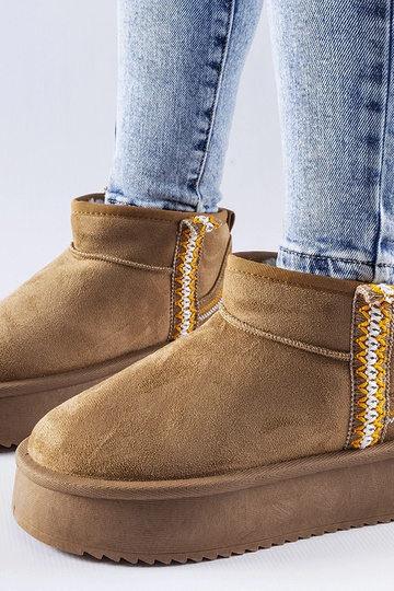 Dunkelbeige Schneestiefel auf Plattform Scavi 2
