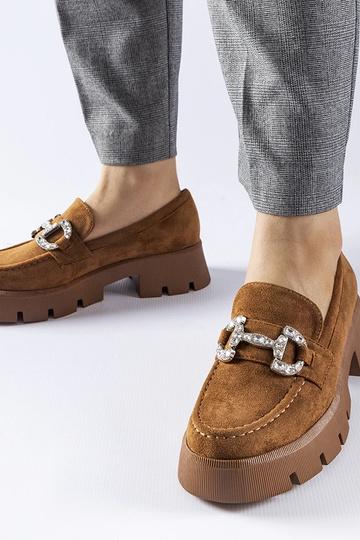 Braune Loafer mit Zirkonen...