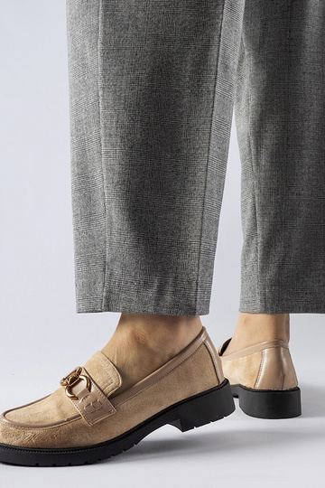 Beige Seggiano Mokassins mit Schnalle 2