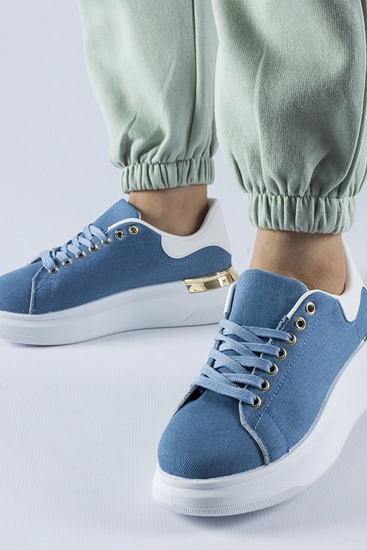 Marineblaue Plateau-Sneakers...
