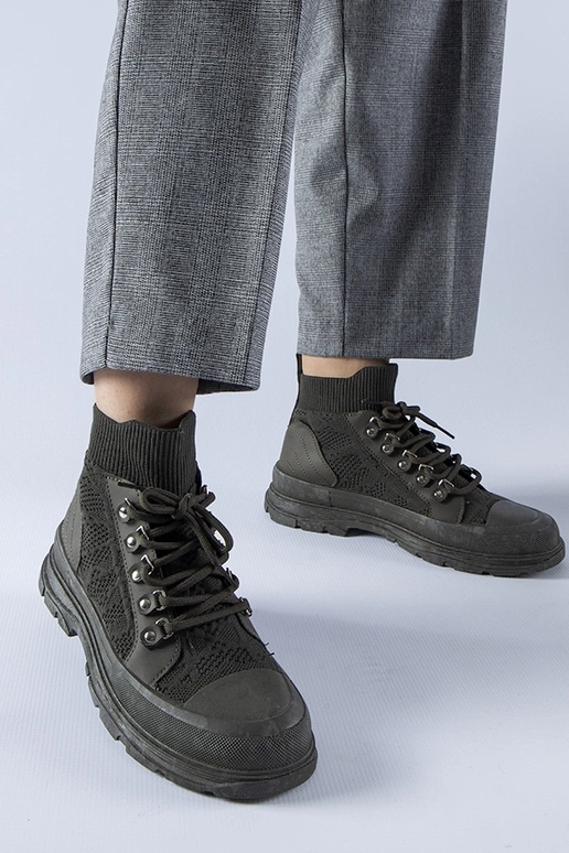 Grüne High-Top-Sneakers aus Stoff...