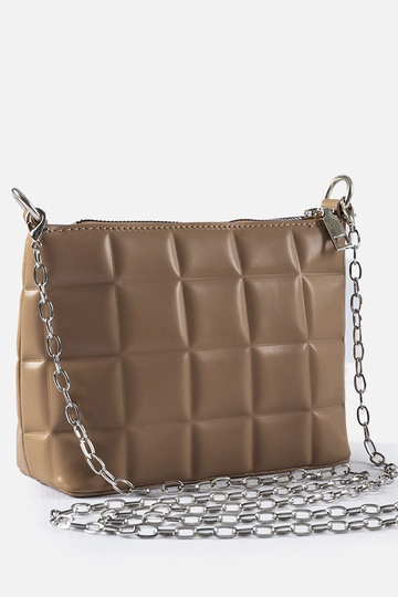 Beige Stepptasche mit Kette...