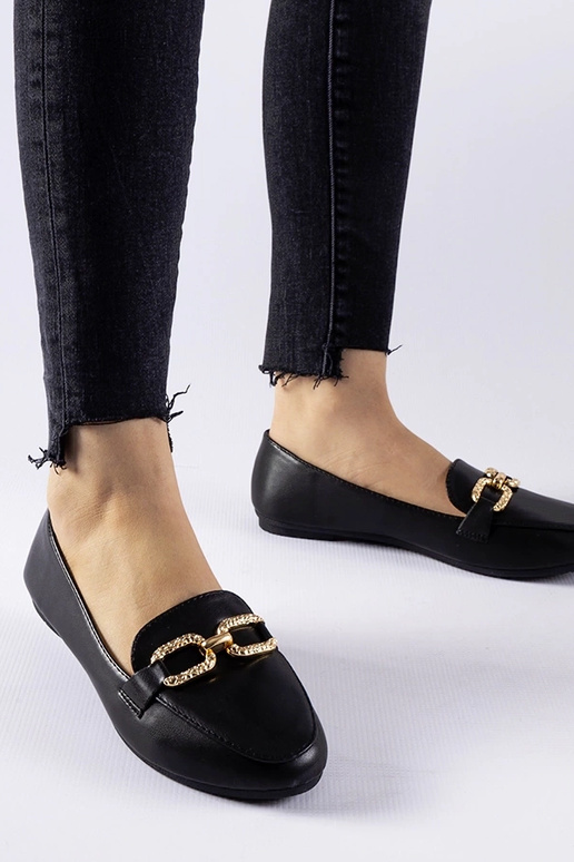 Schwarze Mokassins mit Schnalle Sovera