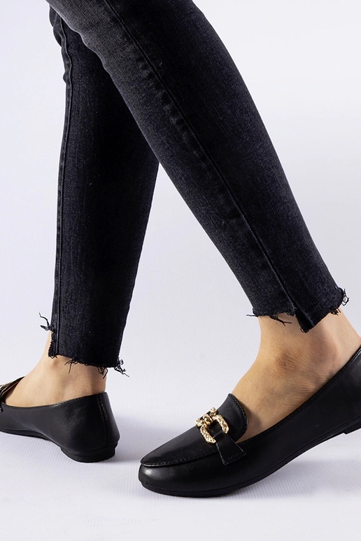 Schwarze Mokassins mit Schnalle Sovera