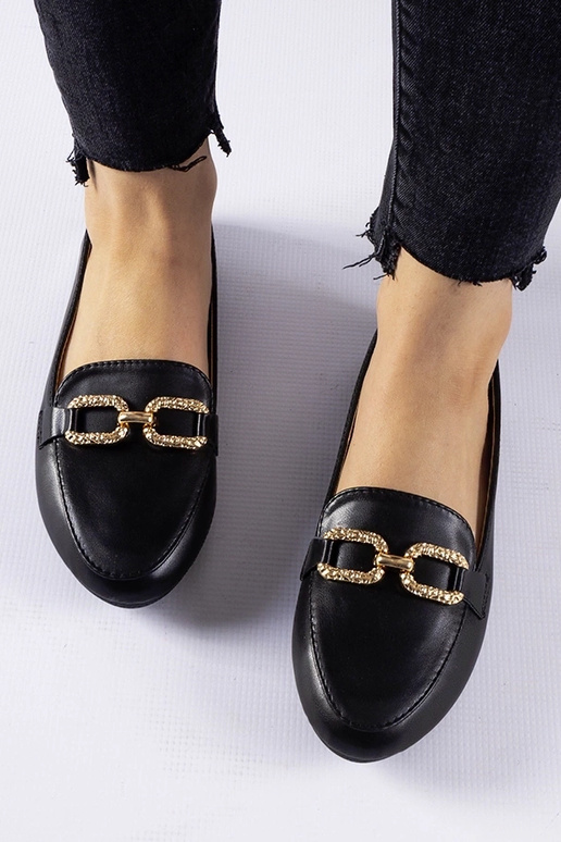 Schwarze Mokassins mit Schnalle Sovera