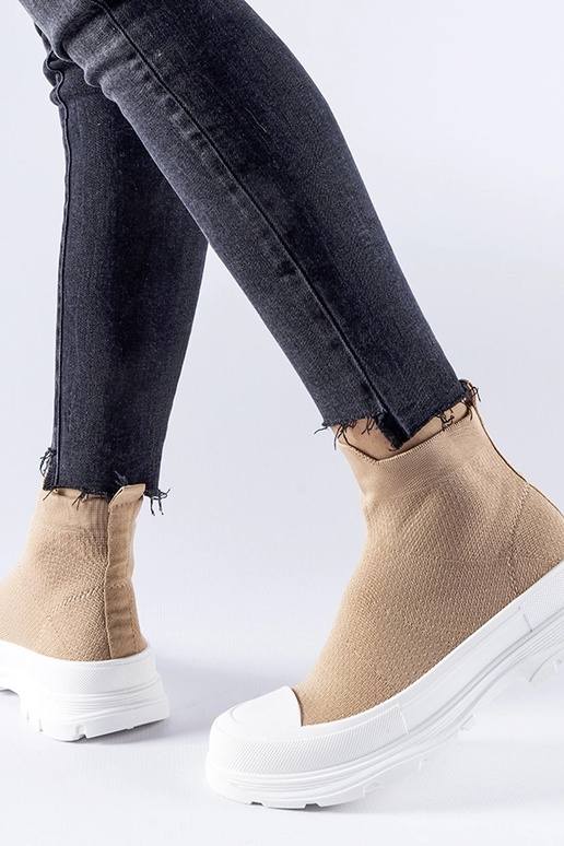 Braune Sneakers mit elastischem...