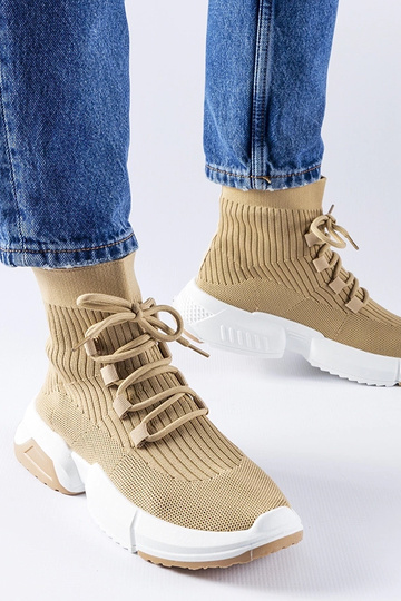 Dunkelbeige High Top Sneakers Sanschagrin