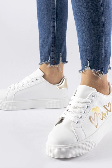 Weiße und goldene Montclair Plateau-Sneaker 2
