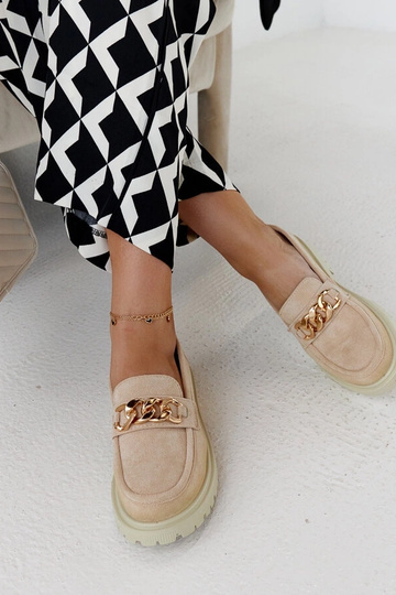 Beige Loafer aus Wildleder...