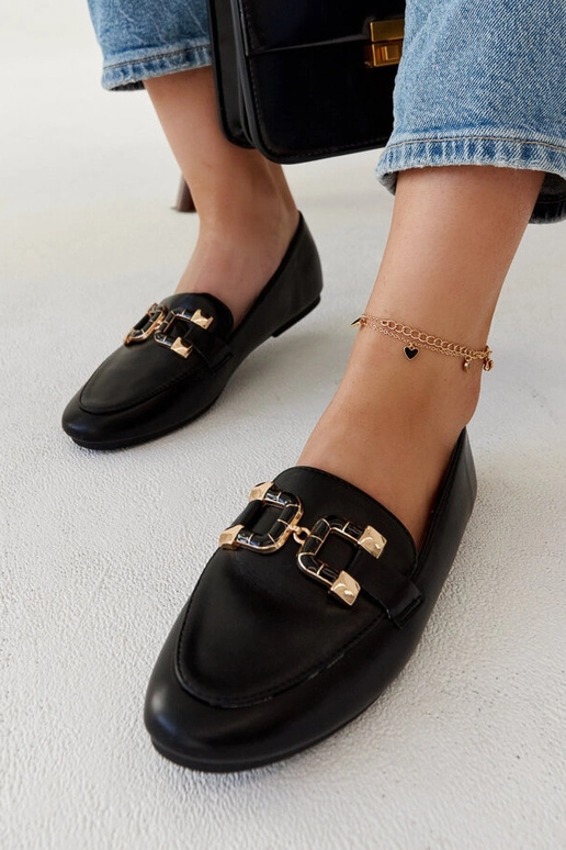 Schwarze Comerio-Mokassins mit Schnalle Schwarze Comerio-Mokassins mit Schnalle