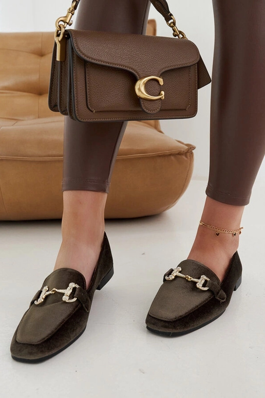 Fabrizia grüne Velours-Mokassins mit...