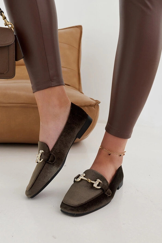 Fabrizia grüne Velours-Mokassins mit...