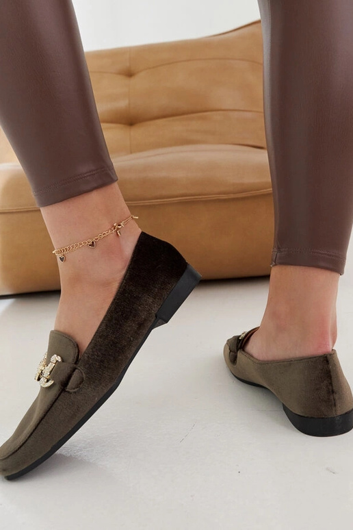 Fabrizia grüne Velours-Mokassins mit...