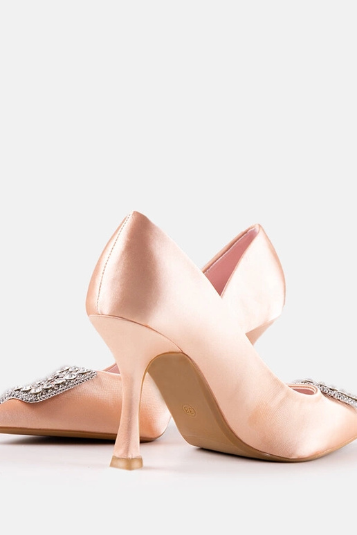 Beige satinierte Stilettos mit... Beige satinierte Stilettos mit...